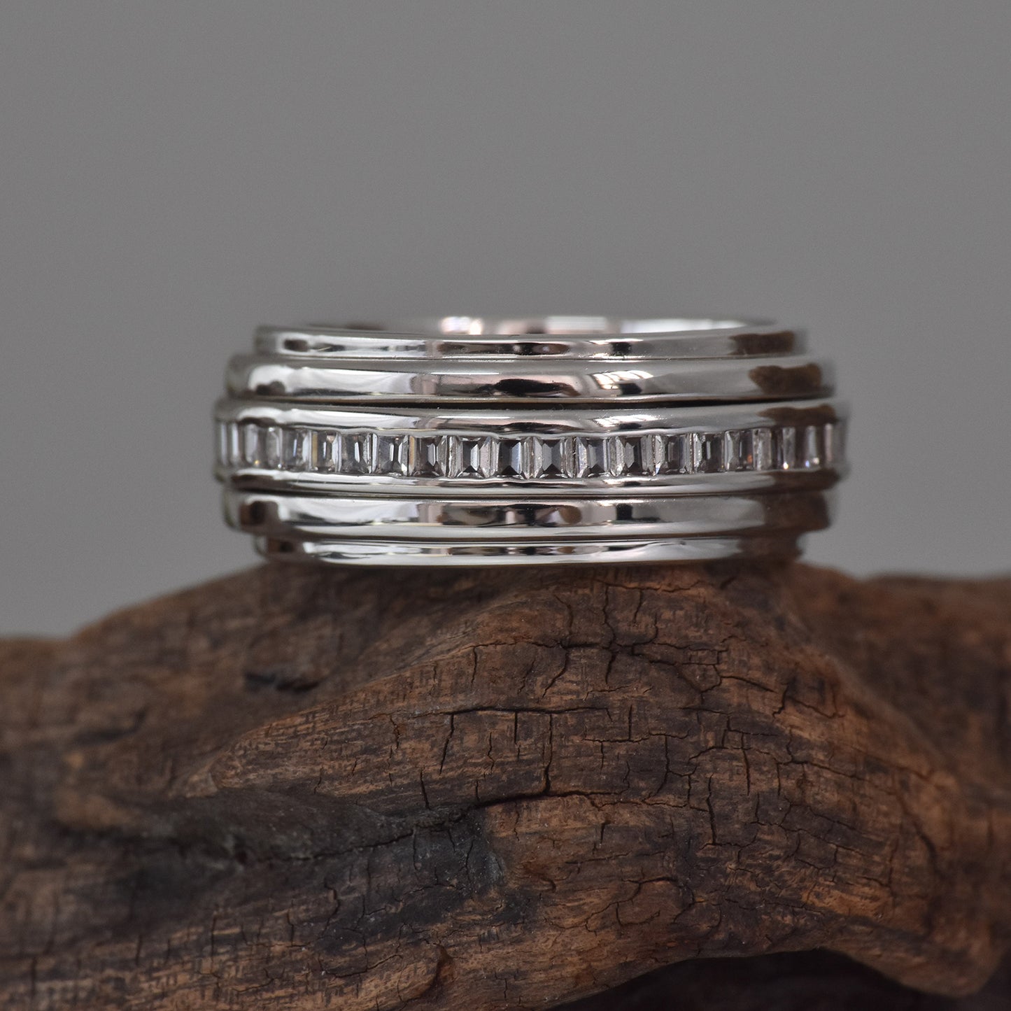 Newshe 5A Cubic Zirconia Men's Wedding Band 18K White Gold Plated Wedding Rings For Men Christmas Gifts For Men Size 5-10