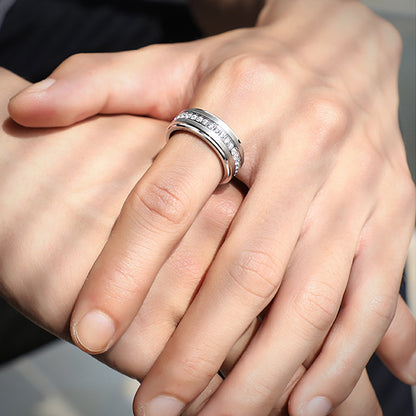 Newshe Jewellery Tungsten Wedding Bands for Him Rings for Men Men Rings Cubic Zirconia 8mm Matte Brushed Size 7-13