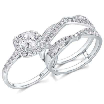 Newshe Jewellery Wedding Rings for Women AAAAA Cz Engagement Bridal Band Set 925 Sterling Silver Enhancers and Wraps Size 5-10