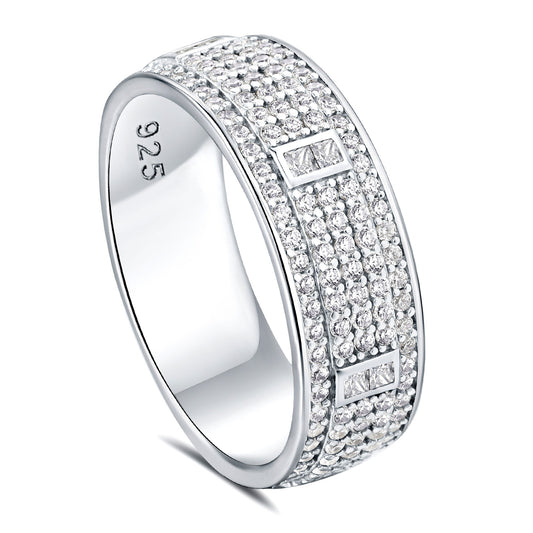 Newshe Jewellery Wedding Rings For Men 3ct 925 Sterling Silver Wedding Band For Men 5A Cz Men Rings Round Princess Size 8-13