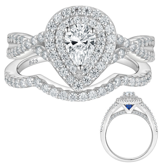 Newshe Jewellery 2 Ct Moissanite Wedding Rings for Women Twisted Band 925 Sterling Silver Rings Size 5-10