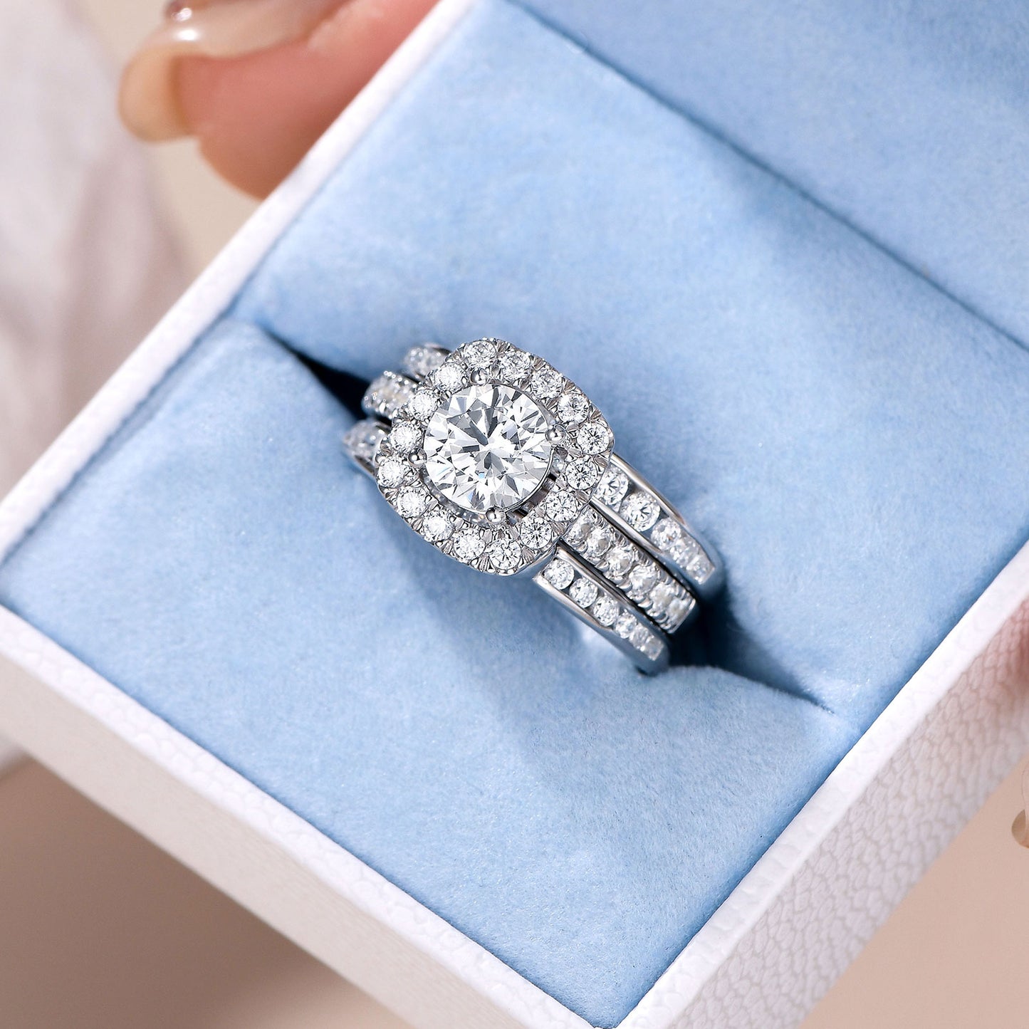 Newshe Jewellery Wedding Rings for Women AAAAA Cz 925 Sterling Silver Engagement Bridal Band Set Enhancers and Wraps