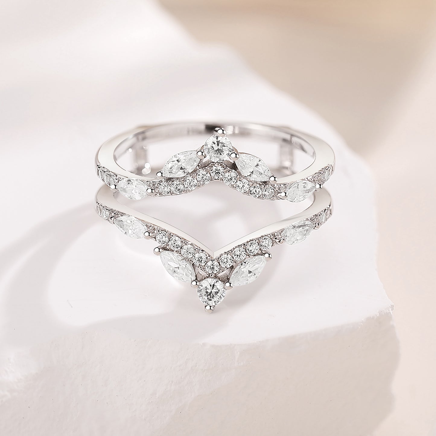 Newshe Jewellery 5A Cz Wedding Ring Enhancer for Engagement Rings 925 Sterling Silver Marquise Promise Eternity Band