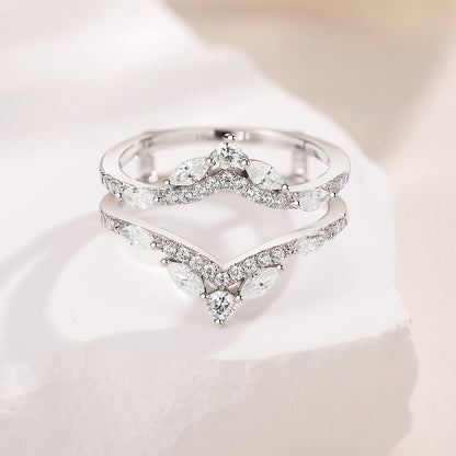 Newshe Jewellery 5A Cz Wedding Ring Enhancer for Engagement Rings 925 Sterling Silver Marquise Promise Eternity Band