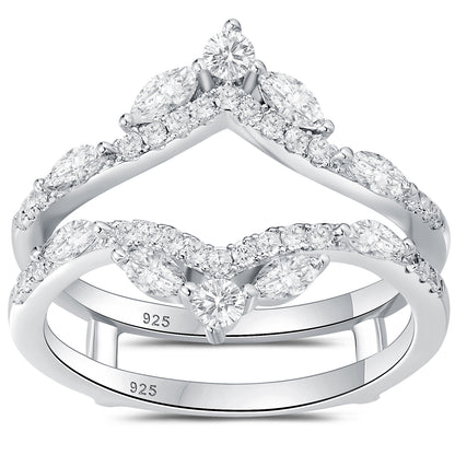 Newshe Jewellery 5A Cz Wedding Ring Enhancer for Engagement Rings 925 Sterling Silver Marquise Promise Eternity Band