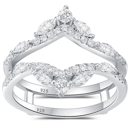 Newshe Jewellery 5A Cz Wedding Ring Enhancer for Engagement Rings 925 Sterling Silver Marquise Promise Eternity Band