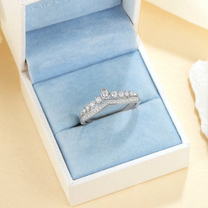 Newshe Jewellery Crown Moissanite Wedding Bands for Woman 925 Sterling Silver Eternity Rings Size 5-10