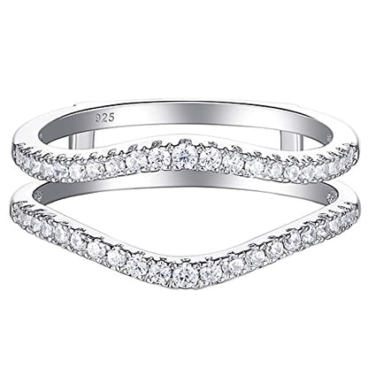 Newshe Cubic Zirconia Curved Wedding Bands for Women Ring Enhancer