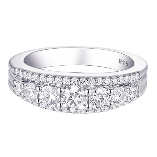 Newshe Eternity Ring Wedding Band for Women 925 Sterling Silver 1.13ct Round White AAAAA Cz Size 4-13
