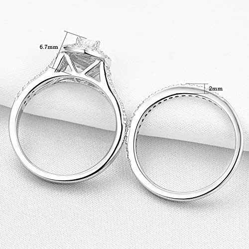 Newshe Wedding Rings for Women Engagement Ring Set 925 Sterling Silver 1.3ct Pear White Cz Size 5-10