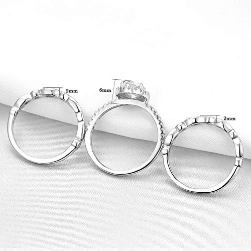 Newshe Jewellery Engagement Sets Wedding Rings for Women 925 Sterling Silver 3pcs White AAAAA Cz Size 4-13